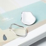 Battered Silver Oval Earring