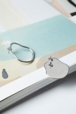 Battered Silver Oval Earring - Image 4