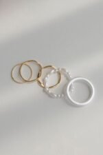 Faux Pearl Wavy Ring Set - Image 3