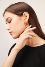 Golden Half Hoop Earrings - Image 2