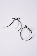 Faux Pearl Ribbon Earrings - Image 2